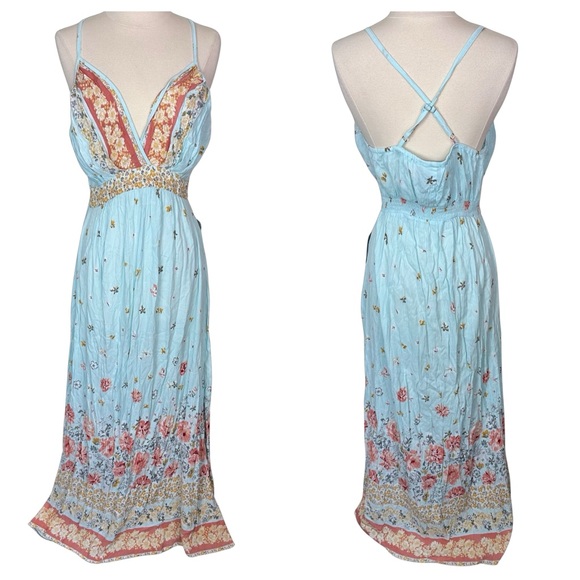 Boho Floral Print Keyhole Peek-A-Boo Tiered Maxi Dress – ANGIE Vintage-Inspired